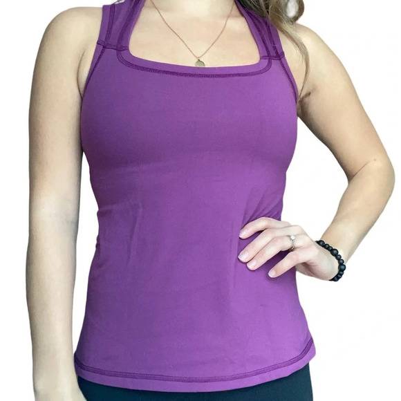 LULULEMON Purple Fit & Flare Square neck Tank Top Size 4 - Picture 1 of 4